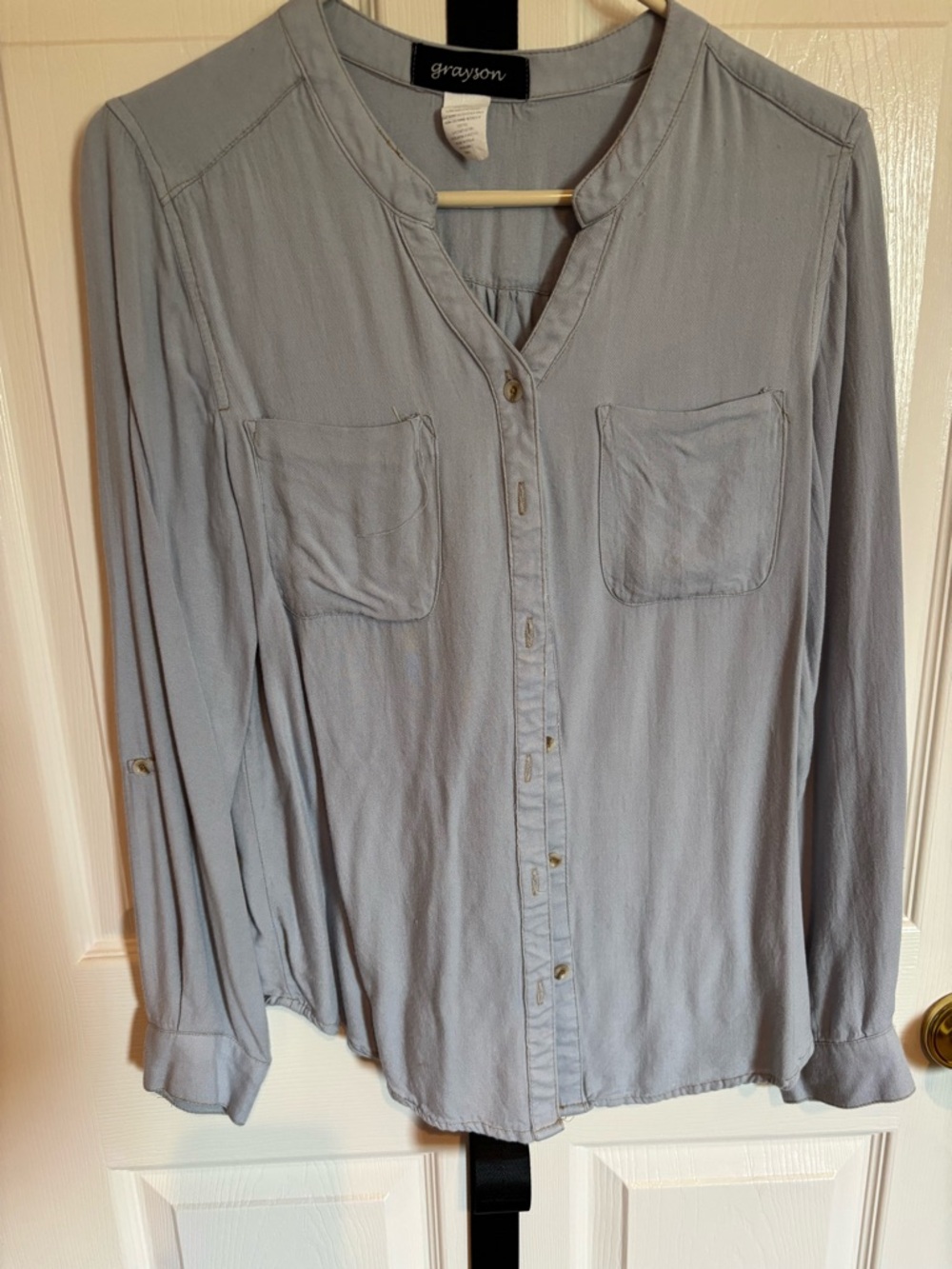 Grayson Women's Light Blue Button-Front Blouse